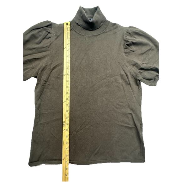 August Silk Womens Large Turtleneck Short Sleeve Top Lightweight Silk Brown - Picture 5 of 7